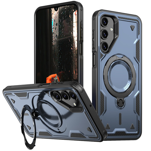 Samsung Galaxy A16 5G PC Hybrid TPU Armor MagSafe Ring Holder Phone Case - Blue